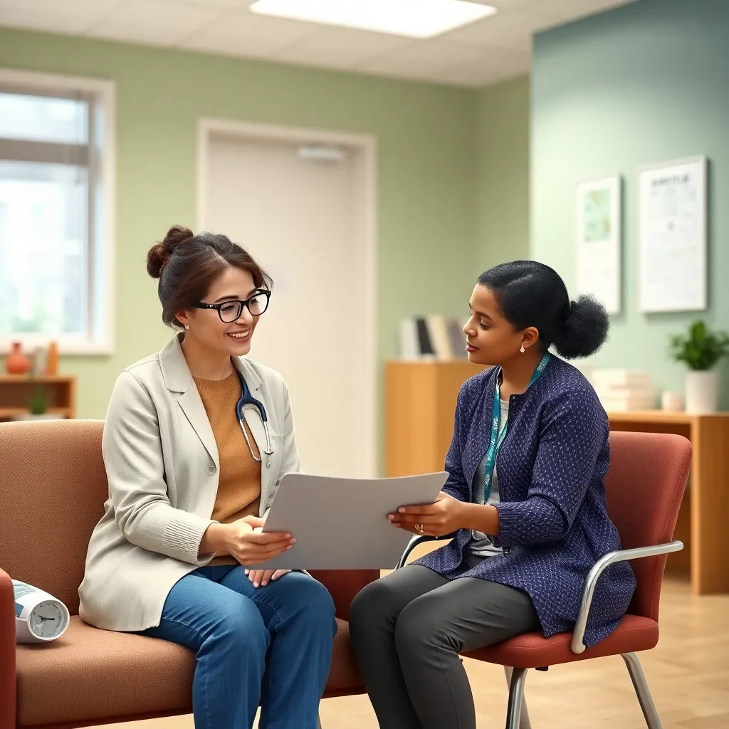 A person meeting with a healthcare navigator in Massachusetts, reviewing MassHealth coverage options