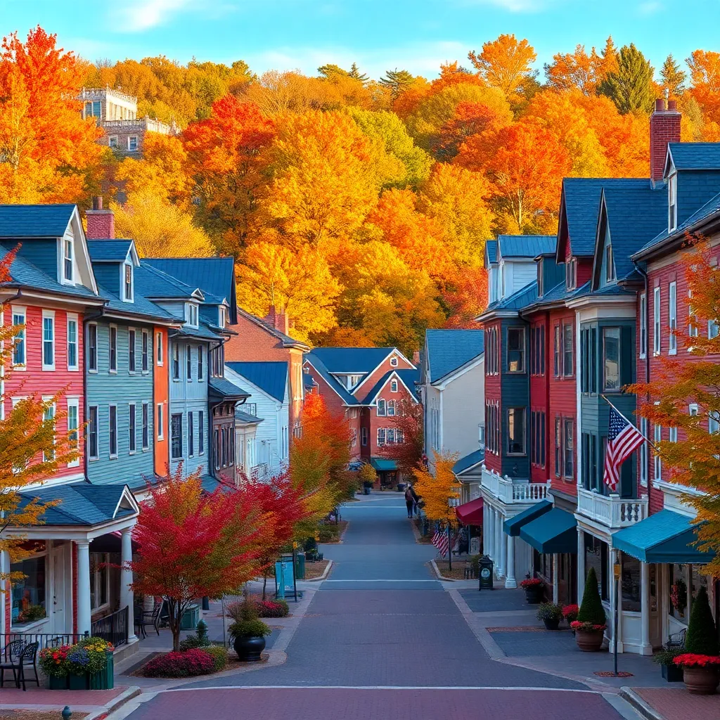 A Massachusetts town center in autumn, representing the communities affected by the opioid epidemic